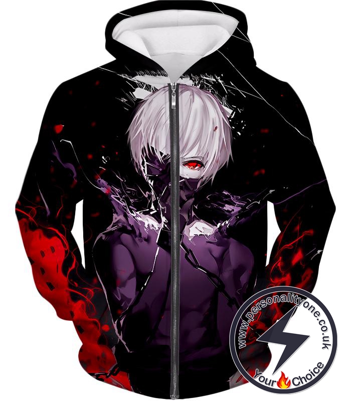 Tokyo Ghoul Masked Ken Kaneki Action Anime Cool Graphic Promo Zip Up Hoodie